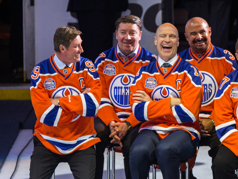 Wayne Gretzky & Paul Coffey & Jari Kurri Edmonton Oilers Line