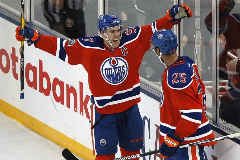 Connor McDavid and Darnell Nurse at the 2016 Heritage Classic